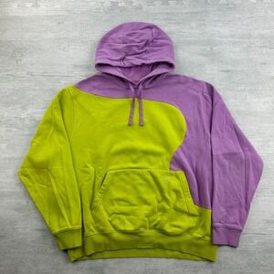 Nike Club Fleece Color Clash Hoodie Mens XL Atomic Green Violet Shock DR9854-321
